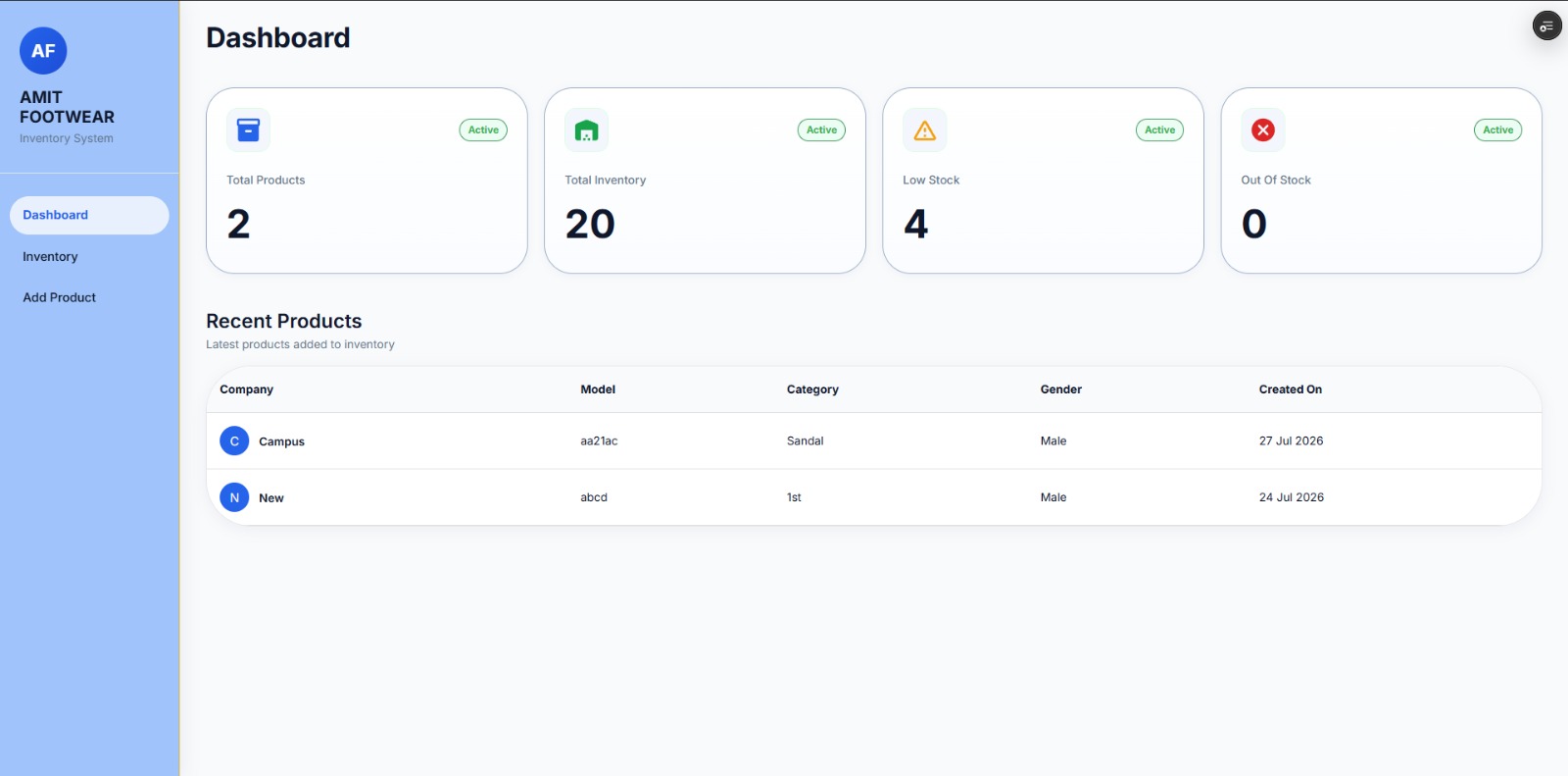 Full-Stack Footwear Application screenshot